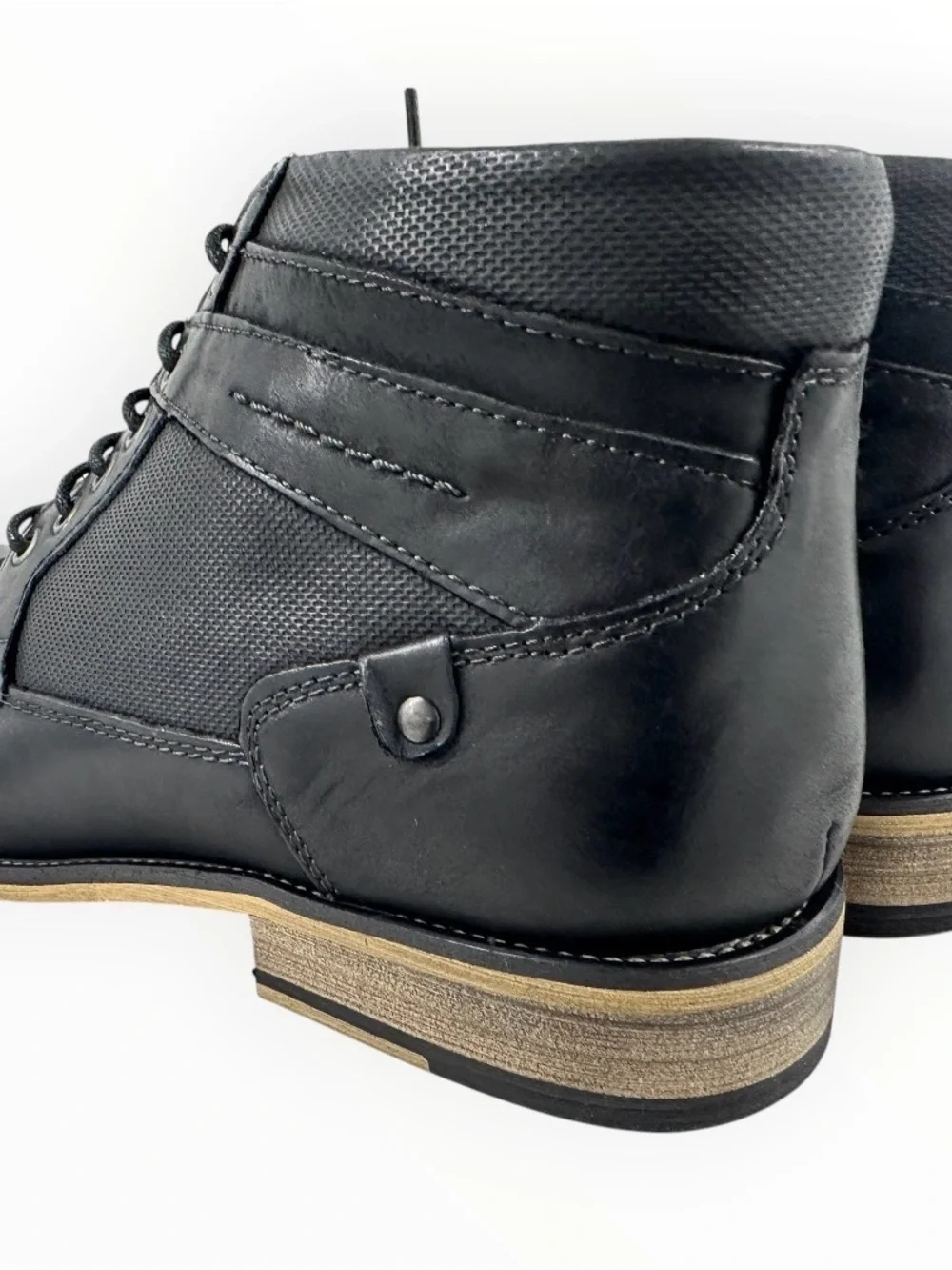 Steve Madden Jotter Men’s Black Leather Cap Toe Ankle Boots Size 10 New Box